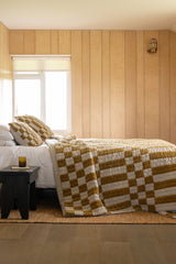 Checkerboard Bedspread Golden Lichen