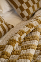 Checkerboard Bedspread Golden Lichen
