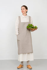 Linen Square Cross Apron Natural