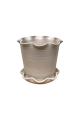 Frilly Plant Pot & Saucer - Stoneware