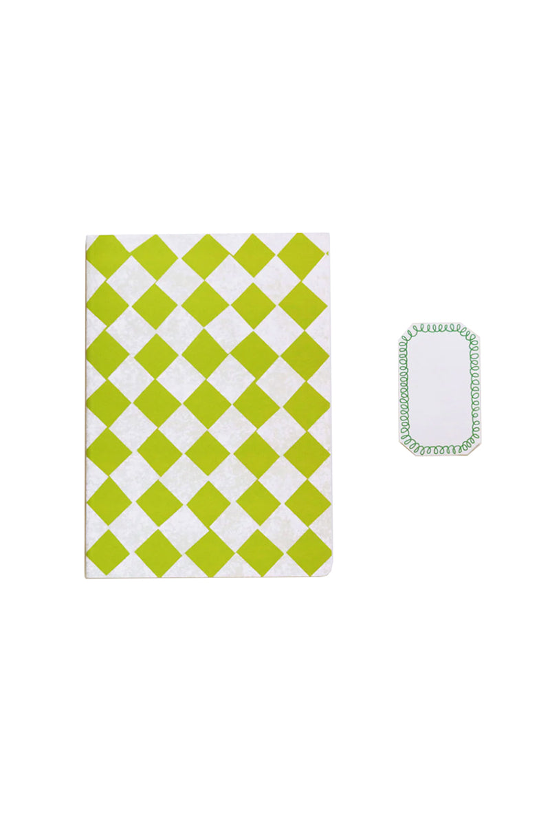 Lime Green Chequered A5 Sketch Notebook