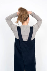 Linen Square Cross Apron Navy