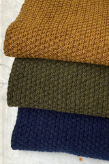 Cashmere Wool Mix Moss Stitch Scarf - Old Gold