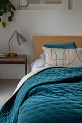 Velvet Linen Throw Lomond Teal (Sale)