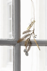 Brass White Berry Pine Branch