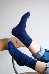 Alpaca Socks with Cushioned Sole- Navy