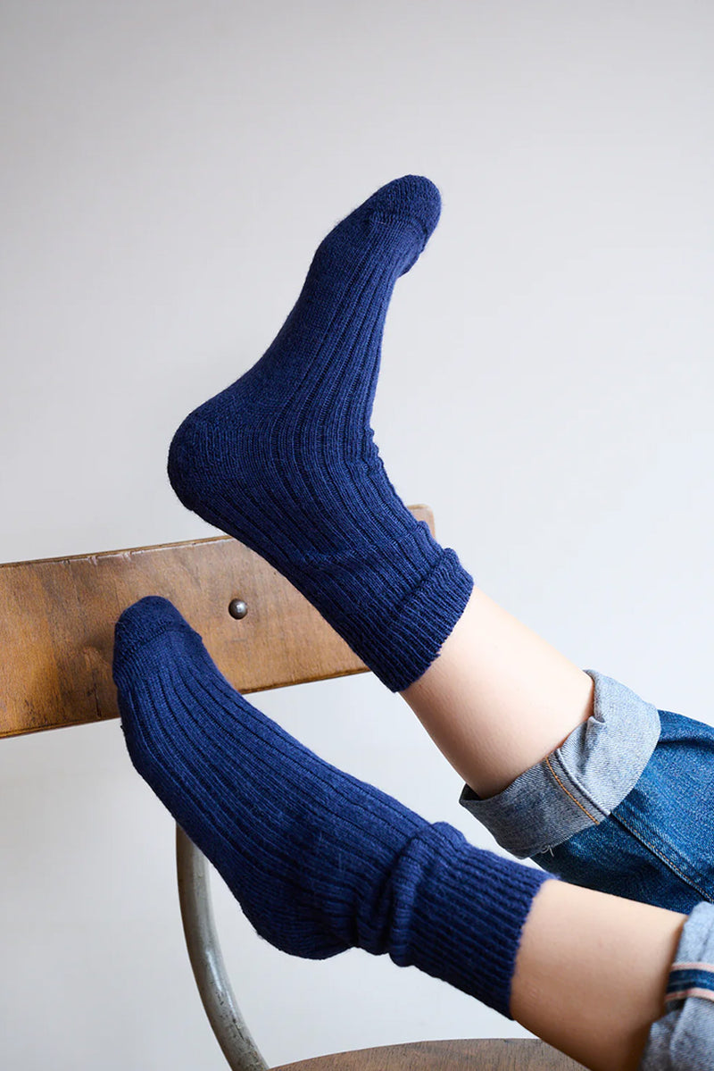 Alpaca Socks with Cushioned Sole- Navy