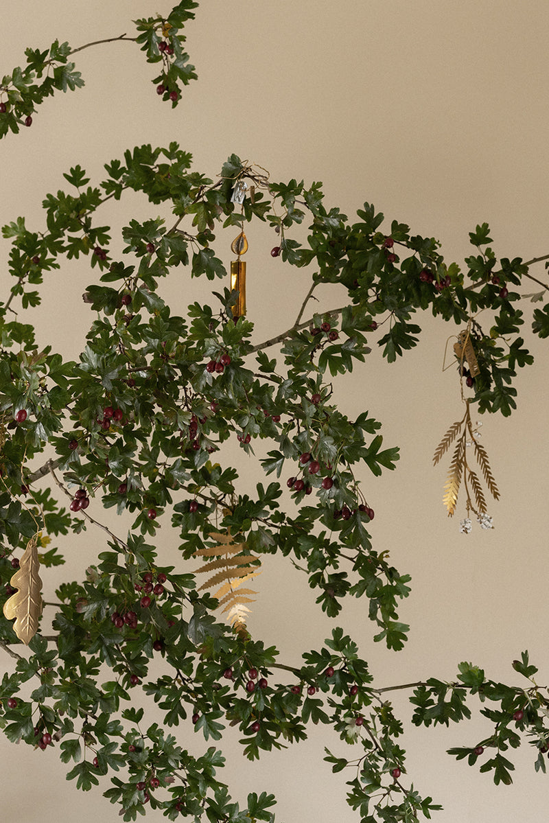 Brass White Berry Pine Branch