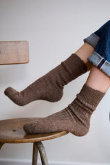 Alpaca Socks with Cushioned Sole- Brown