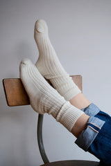 Alpaca Socks with Cushioned Sole- Cream