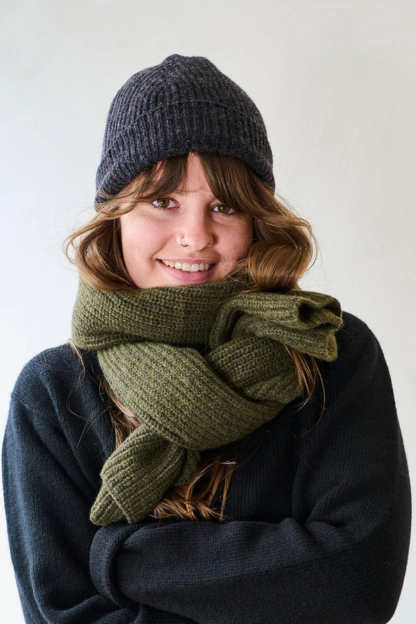 Fisherman Scarf Cashmere & Lambswool - Moss Green