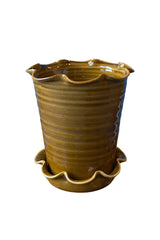 Frilly Plant Pot & Saucer - Honey