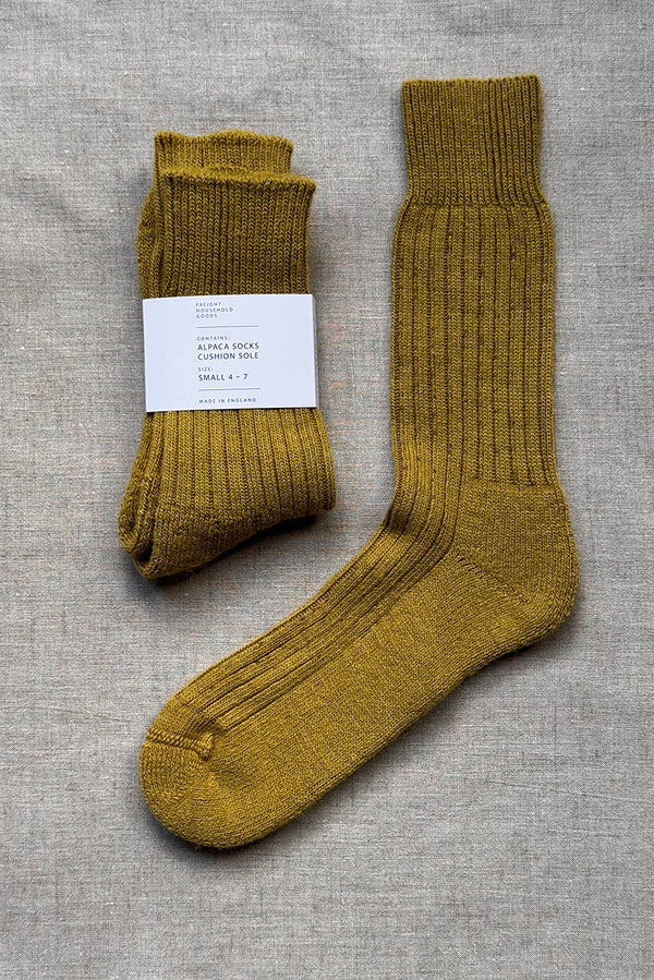 Alpaca Socks with Cushioned Sole- Greengage