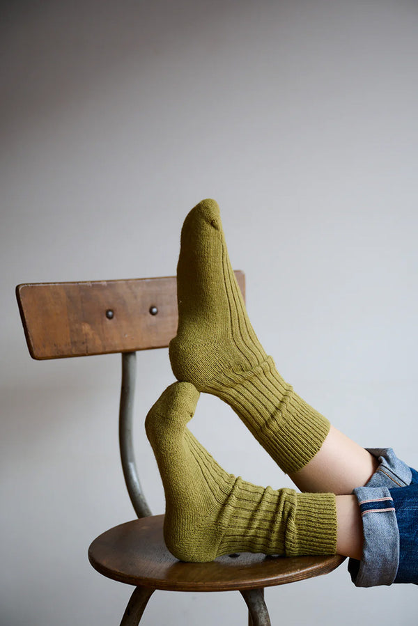 Alpaca Socks with Cushioned Sole- Greengage