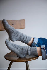 Alpaca Socks with Cushioned Sole- Grey