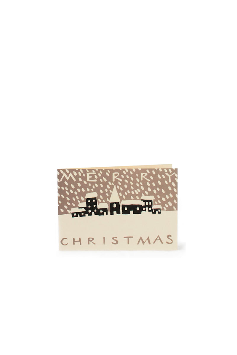 Pack of Six Small Cards Merry Christmas Snowy Town