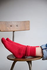 Alpaca Socks with Cushioned Sole- Red