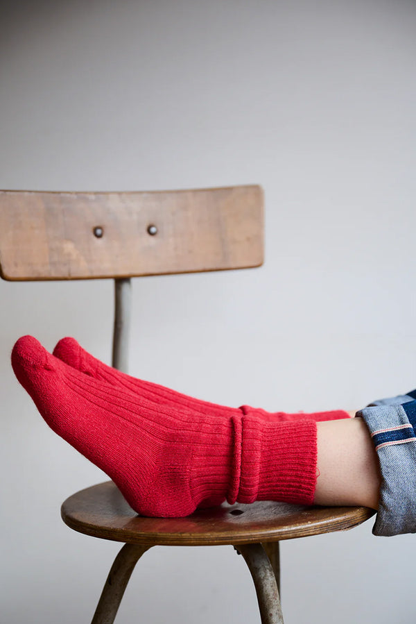 Alpaca Socks with Cushioned Sole- Red