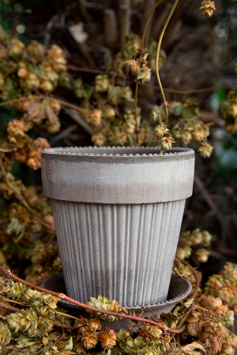 Simona Pot & Saucer Grey