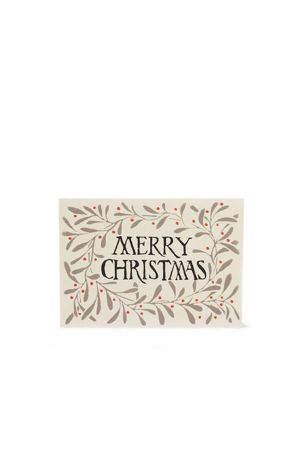 Pack of Ten Cards Merry Christmas Wreath Grey