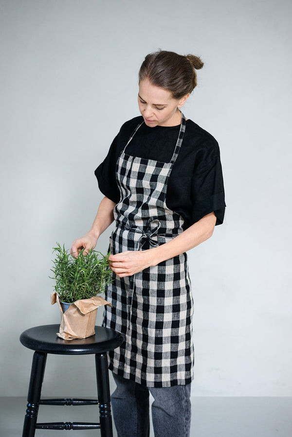 Gingham Linen Daily Apron