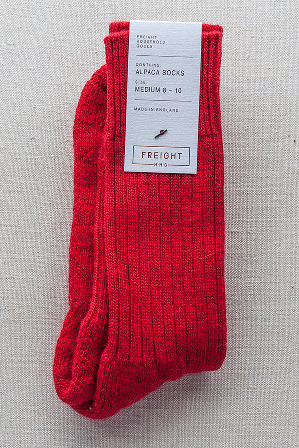 Alpaca Socks with Cushioned Sole- Red