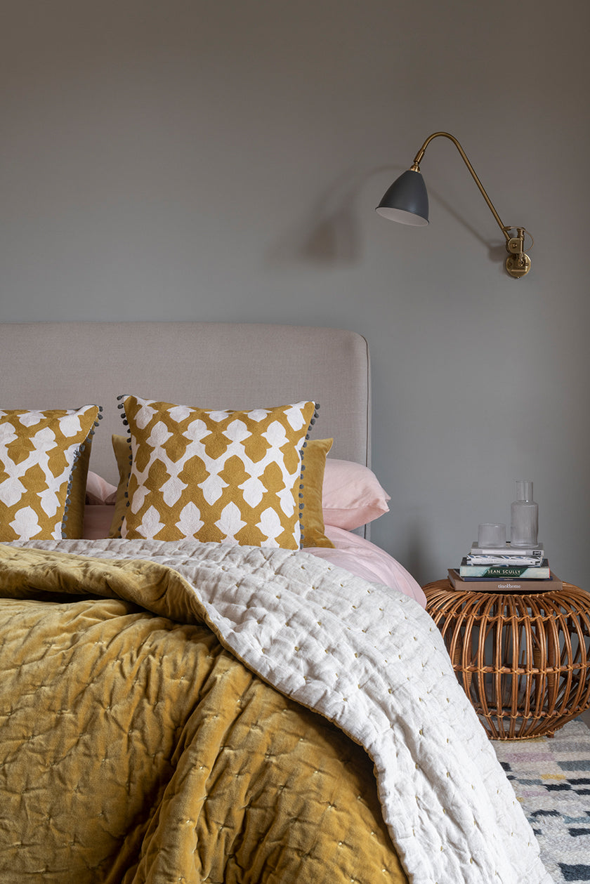 Luxury Velvet Linen Bedspread by Glasgow textile designer Niki Jones