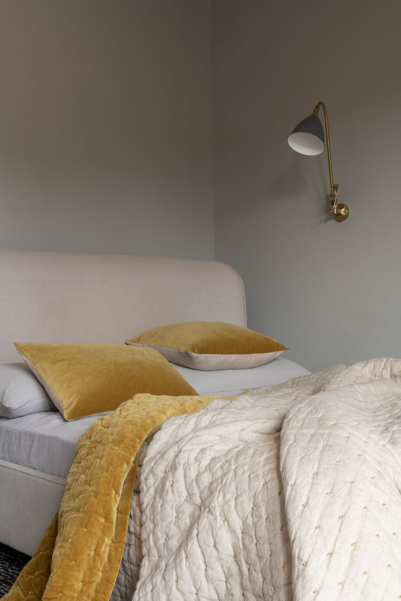 Luxury Velvet Linen Bedspread by Glasgow textile designer Niki Jones