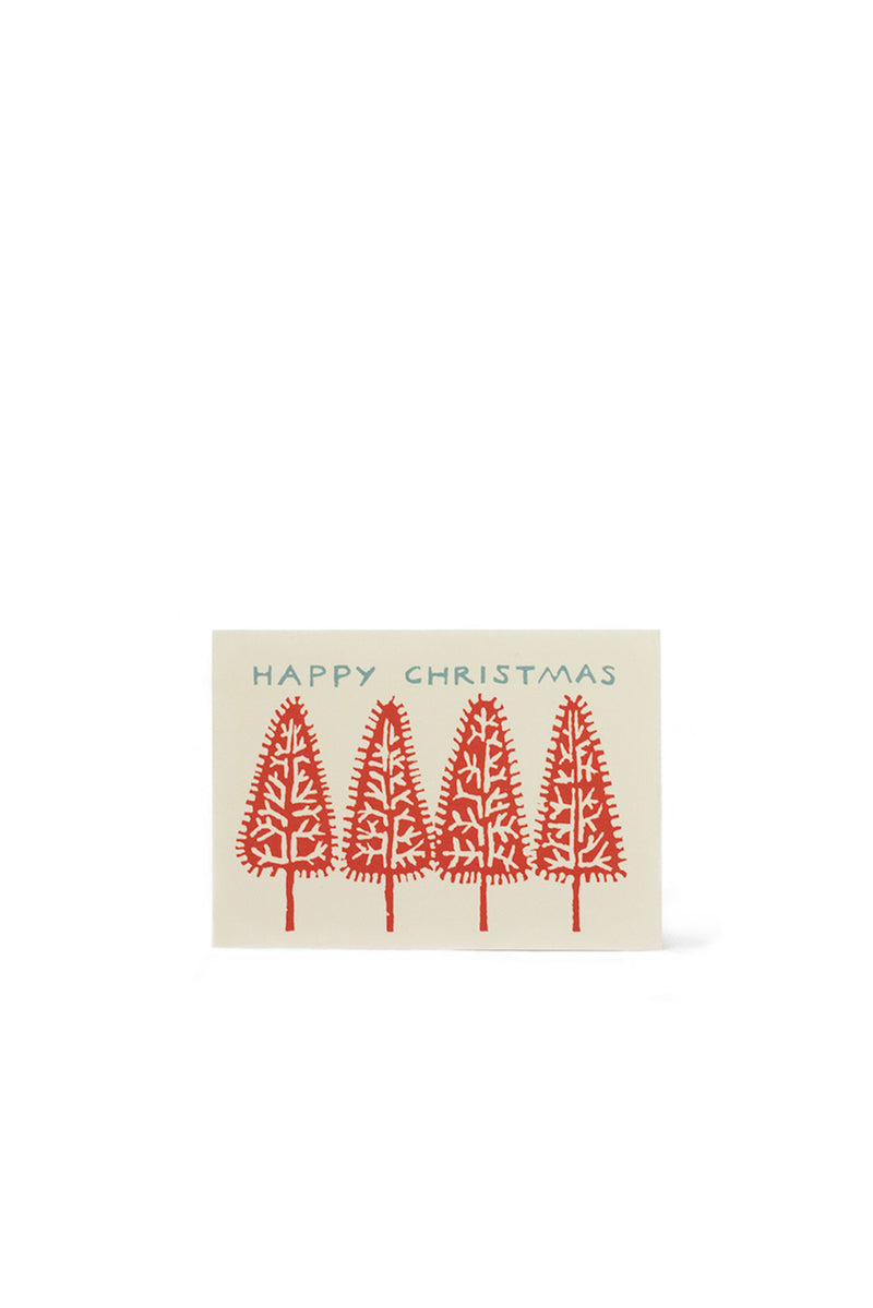Pack of Ten Cards Happy Christmas Trees