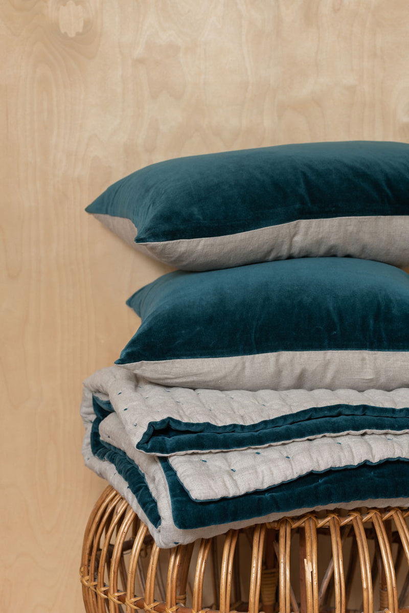 Linen and outlet velvet cushions