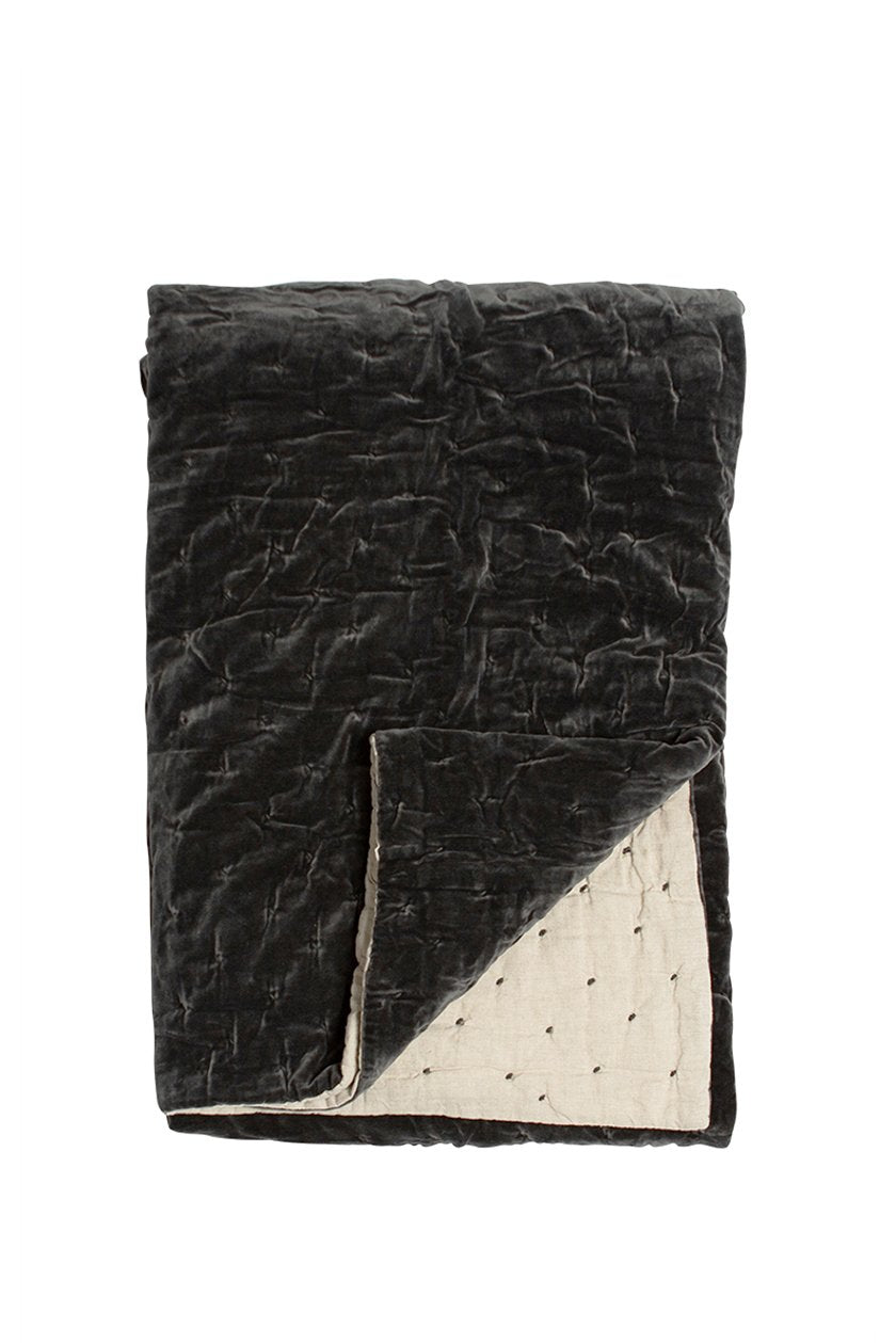 Quilted Velvet Linen reversible Throw by textile designer Niki jones